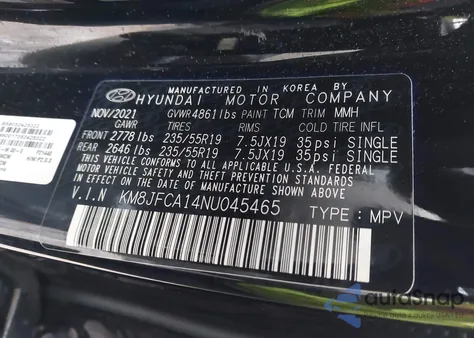 2022 Hyundai Tucson Hybrid Sel Convenience from USA, damaged, VIN KM8JFCA14NU045465
